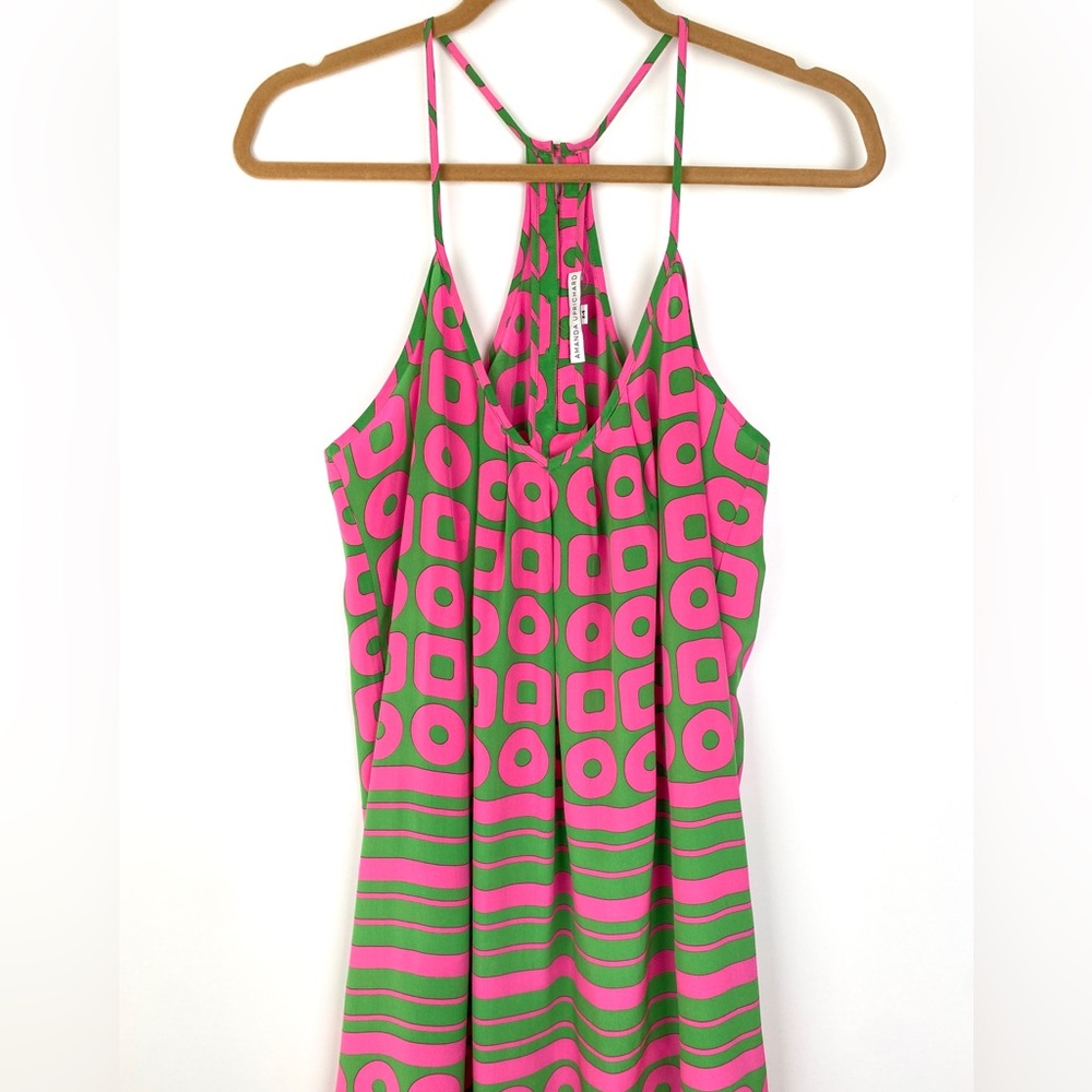 Amanda Uprichard Silk Maxi Dress Pink Green